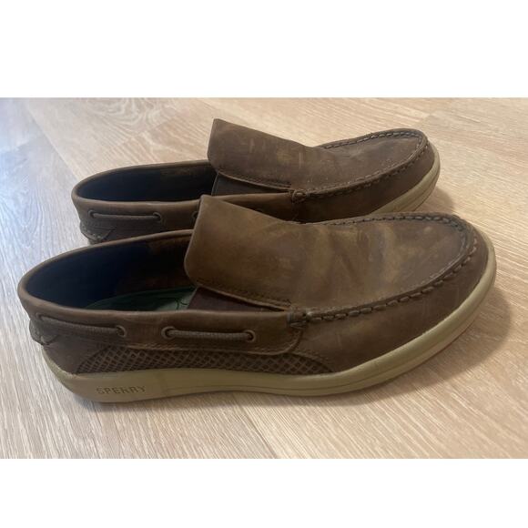 Men’s Sperry Topsider Size 9.5 Son-R Technology Brown Leather Loafers - Picture 3 of 7